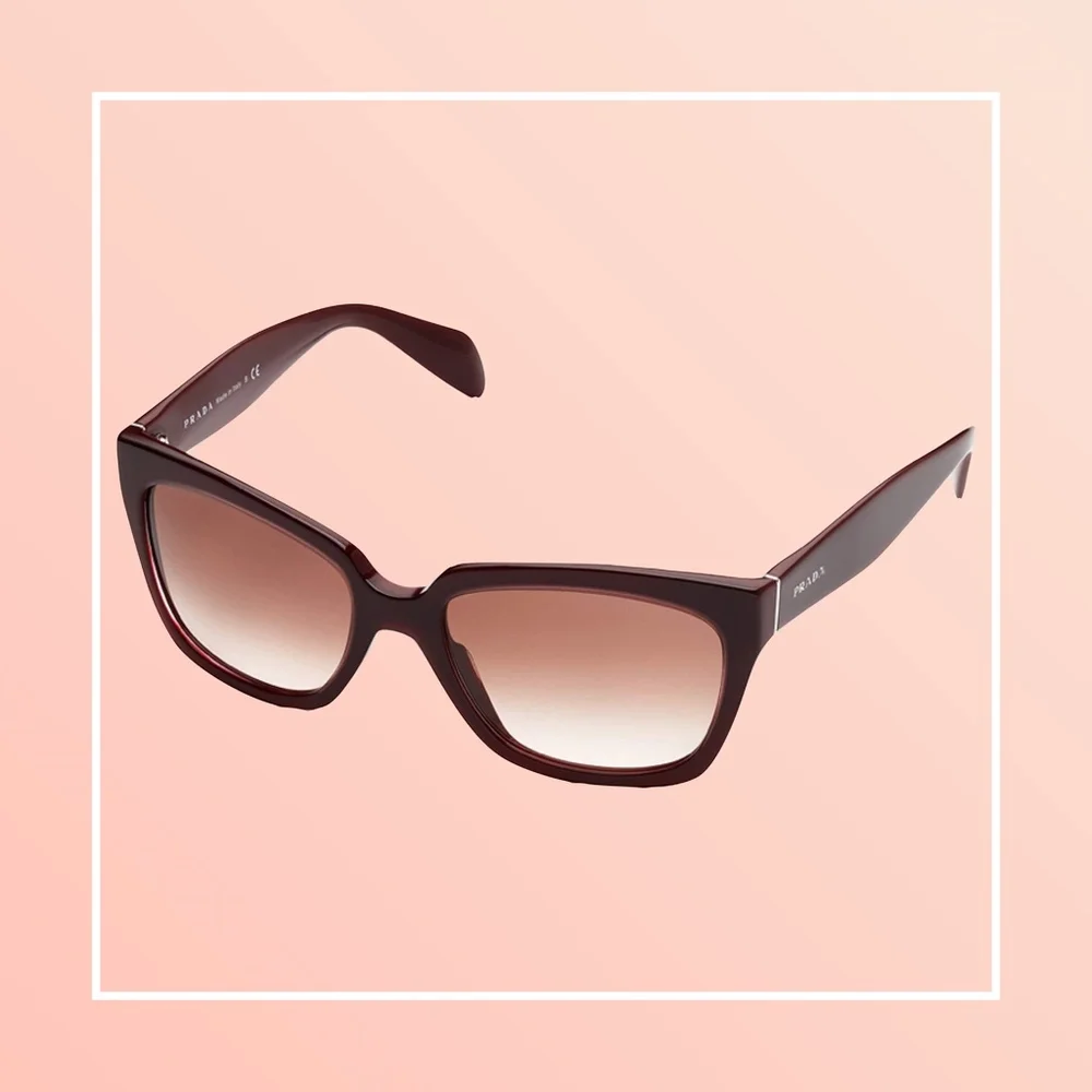 Prada Burgundy Gradient Square Sunglasses